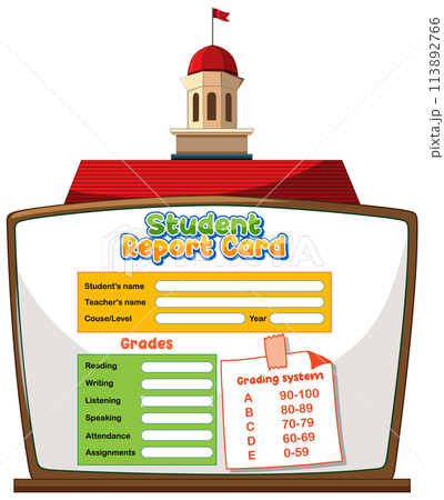 Colorful Student Report Card Illustration 113892766