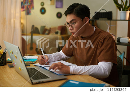 High school student having online class 113893265