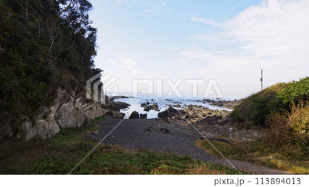 湘南三浦半島の神奈川県横須賀市荒崎海岸の夏 湘南三浦半島の神奈川県横須賀市荒崎海岸の夏 113894013