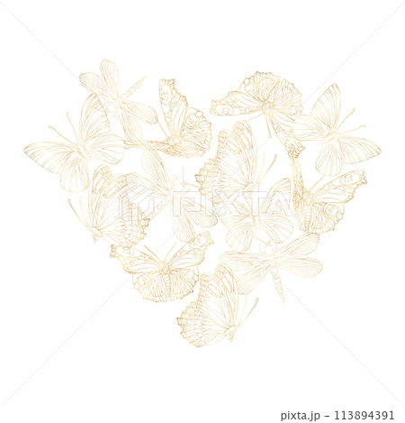 A drawing of a heart with many butterflies on it. The butterflies are of different sizes gold foil, and they are scattered all over the heart. The drawing conveys a sense of freedom Valentines frame A drawing of a heart with many butterflies on it. The butterflies are of different sizes gold foil, and they are scattered all over the heart. The drawing conveys a sense of freedom Valentines frame 113894391