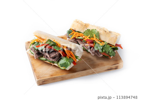 Vietnamese banh mi sandwich isolated on white background 113894748