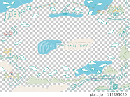線画タッチの街並み 113895080