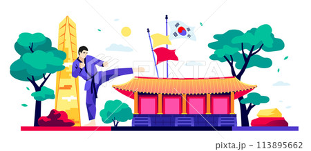 Welcome to South Korea - modern colored vector illustration 113895662