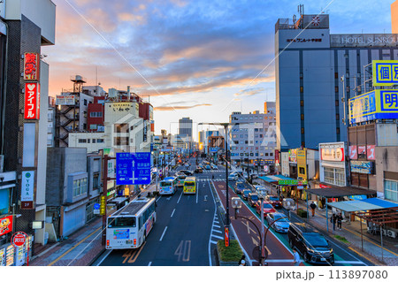 栃木県 JR宇都宮駅西口の都市風景(駅前通り) 栃木県 JR宇都宮駅西口の都市風景(駅前通り) 113897080