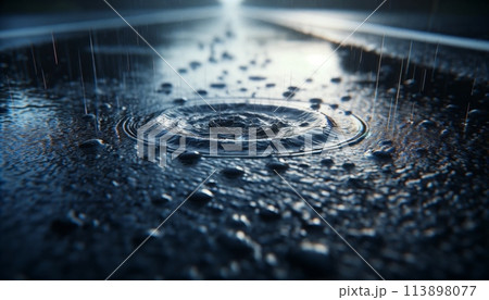 アスファルトの水たまり 113898077