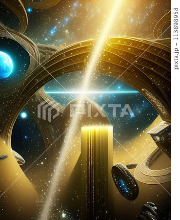 どこかの世界の近未来的な都市の風景 どこかの世界の近未来的な都市の風景 113898958