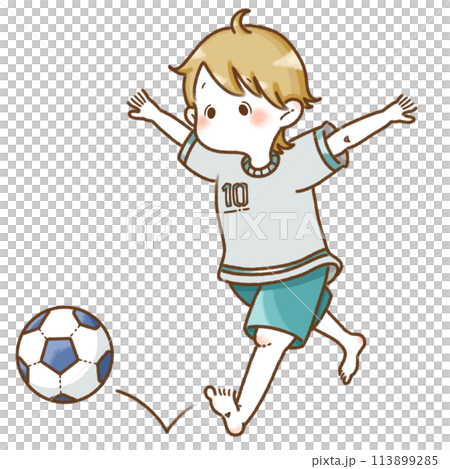 踢足球的男孩 113899285