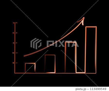 Vector isolated illustration of progress graph. Achieving financial success over a period of time. Neon growth chart. 113899549