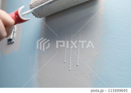 Detail shot of the paint drips that remain when you paint poorly 113899695
