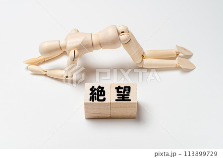 絶望で膝をつくデッサン人形 113899729