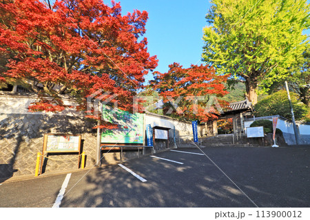 福岡県北九州市にある黄檗宗寺院福聚寺紅葉と裏門 福岡県北九州市にある黄檗宗寺院福聚寺紅葉と裏門 113900012