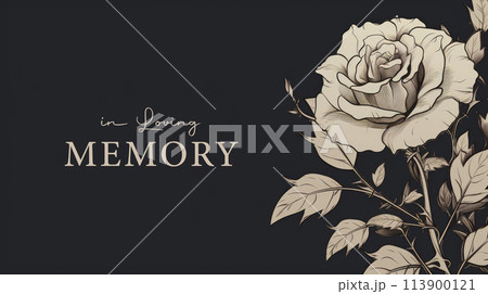condolence card with rose in loving memory...のイラスト素材 [113900121] - PIXTA