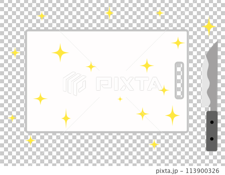 An illustration of a clean, sparkling cutting board and knife An illustration of a clean, sparkling cutting board and knife 113900326