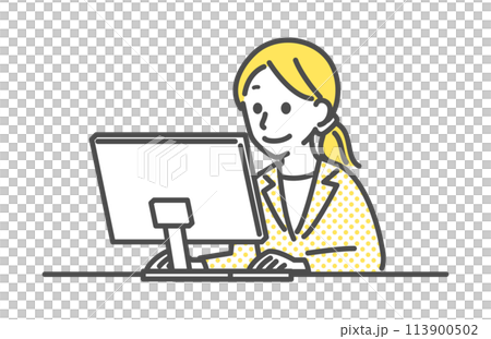 パソコンを操作する女性 113900502