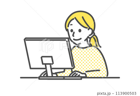 パソコンを操作する女性 113900503
