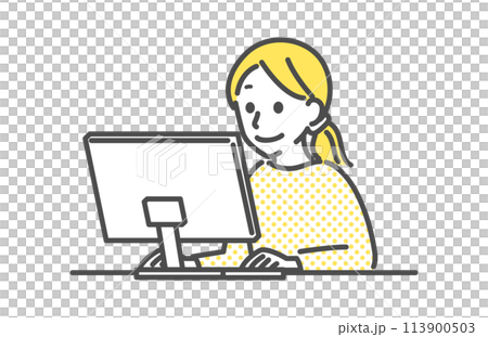 女人操作一台個人計算機 113900503