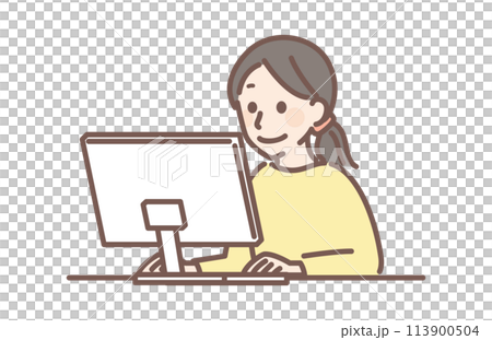 女人操作一台個人計算機 113900504