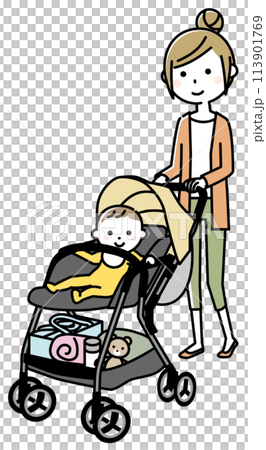 Going out with a stroller: Baby and mom 113901769