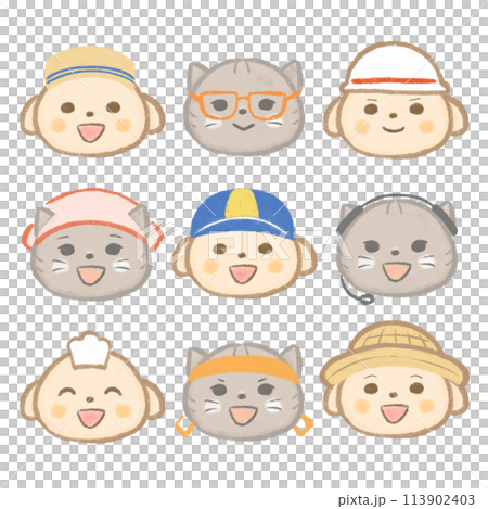 Cute working animals icon set 113902403