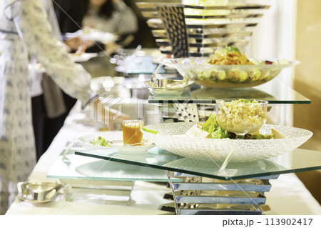 ビュッフェ形式のパーティー料理 ホテル 宴会場 ビュッフェ形式のパーティー料理 ホテル 宴会場 113902417