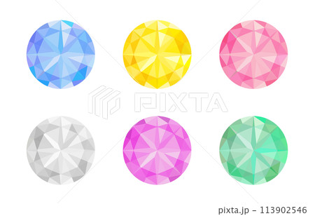 カラフルな宝石のイラストセット カラフルな宝石のイラストセット 113902546