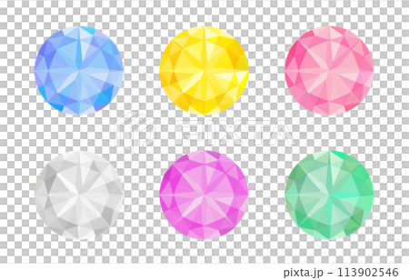 カラフルな宝石のイラストセット カラフルな宝石のイラストセット 113902546