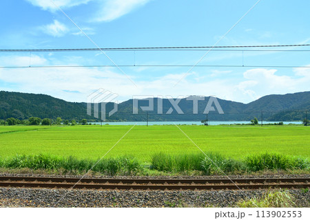 北陸本線の敦賀駅から米原駅までの車窓風景(2022年夏) 113902553