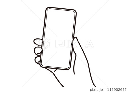 手に持ったスマートフォンのイラスト 手に持ったスマートフォンのイラスト 113902655