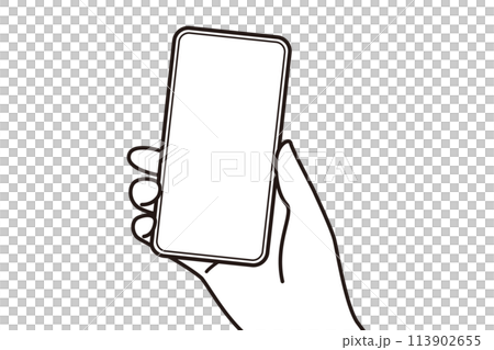 手に持ったスマートフォンのイラスト 手に持ったスマートフォンのイラスト 113902655
