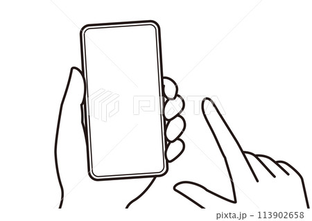 スマートフォン画面を操作する手のイラスト 113902658