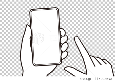 スマートフォン画面を操作する手のイラスト 113902658