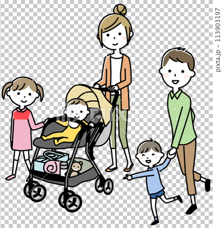 Family going out with a stroller Family going out with a stroller 113903197