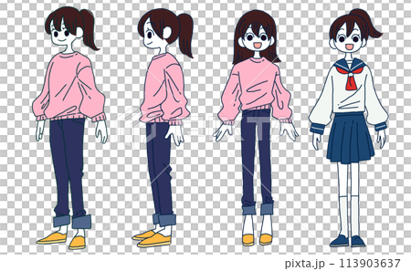 女性全身人物手繪套裝 113903637