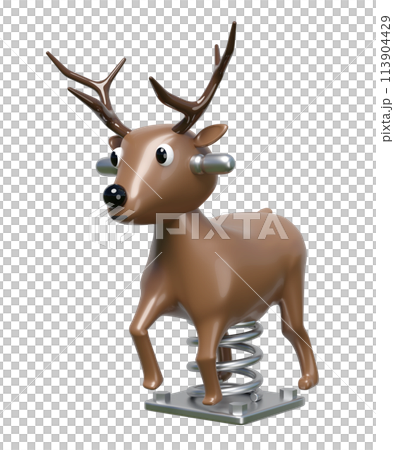 Playground deer spring rider isolated. 3d render illustration 113904429
