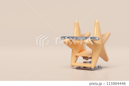 Playground starfish spring rider isolated on pink background. 3d render illustration Playground starfish spring rider isolated on pink background. 3d render illustration 113904446