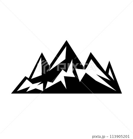 Mountain icon silhouette vector symbol of rock hills design element in a glyph pictogram illustration Mountain icon silhouette vector symbol of rock hills design element in a glyph pictogram illustration 113905201