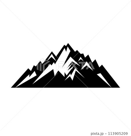 Mountain icon silhouette vector symbol of rock hills design element in a glyph pictogram illustration 113905209