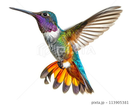 A Colorful hummingbird flying 113905381