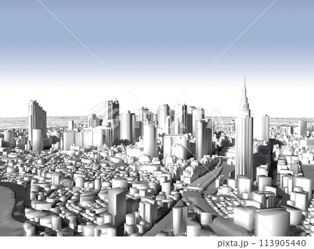 俯瞰で見る超高層ビル街新宿の3DCG 113905440