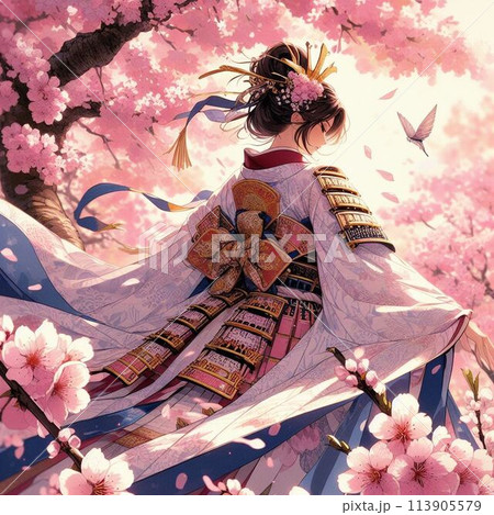 着物を着た女性の後ろ姿 着物を着た女性の後ろ姿 113905579