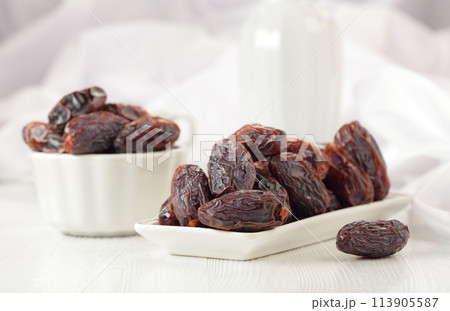 Dates on a white kitchen table. Dates on a white kitchen table. 113905587