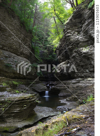 Waterfall in Watkins Glen State Park. Waterfall in Watkins Glen State Park. 113905603