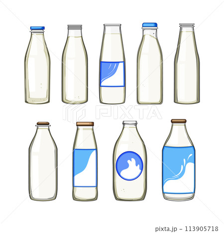 milk bottle set cartoon vector illustration 113905718