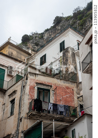Traditional Italian houses in the town of Atrani at the Amalfi Coast 113905812