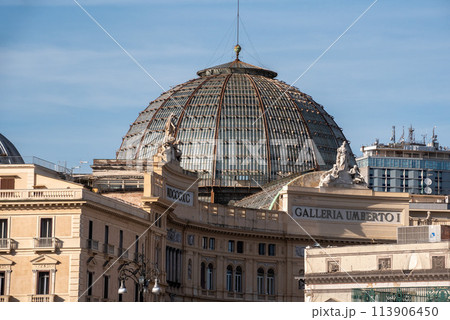 Giant glass cupola of the Galleria Umberto I, made from Glass and steel, in the downtown of Naples, Italy 113906450