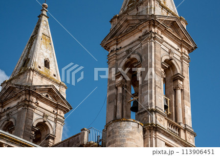 Belfry of Basilica of Saints Cosmas and Damian in Alberobello, Southern Italy 113906451