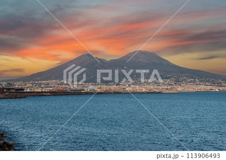 Sunrise over famous Mount Vesuvius and the Gulf of Naples, Italy Sunrise over famous Mount Vesuvius and the Gulf of Naples, Italy 113906493