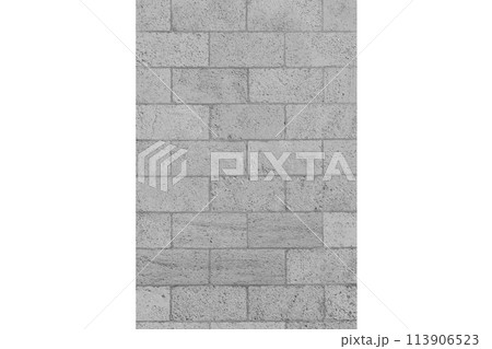 Grey sand brickwork brick masonry wall sample object white background isolated architecture facade exterior building background gray 113906523