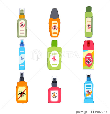 insect repellent set cartoon vector illustration insect repellent set cartoon vector illustration 113907263