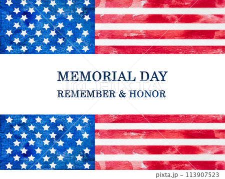 Memorial Day. Drawing of the American Flag with congratulations 113907523